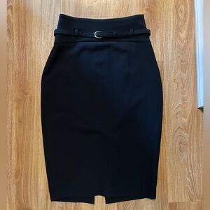 Black belted pencil skirt